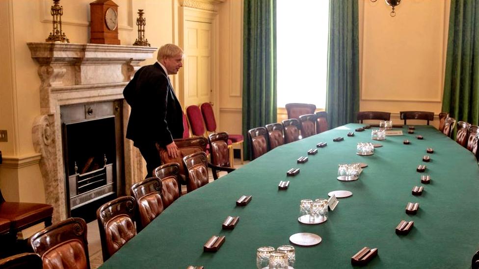 Boris Johnson in the cabinet room