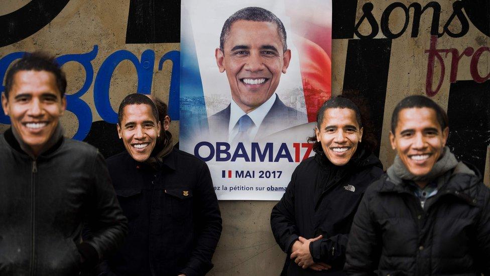 The four anonymous organisers of the Obama17 campaign in France, which has gone viral