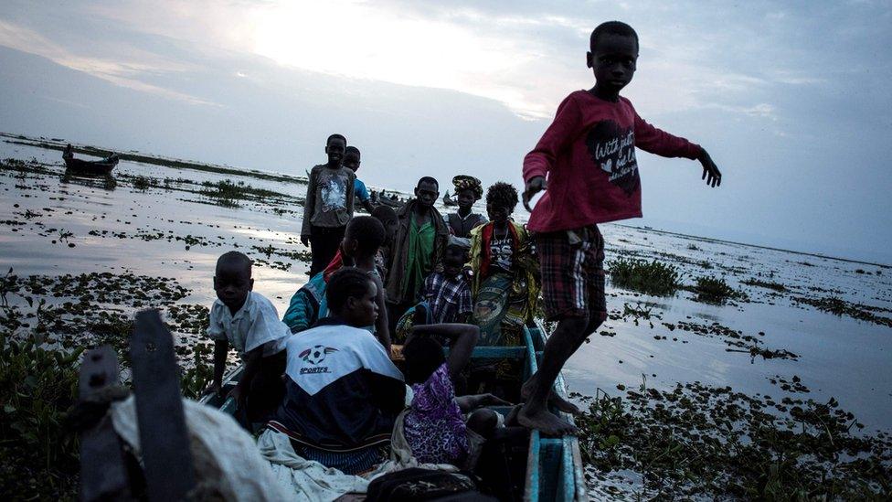 Refugees on a boat