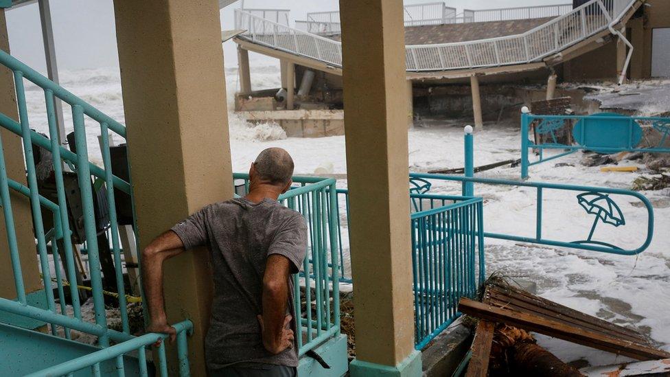 Damage to buildings caused by storm Nicole