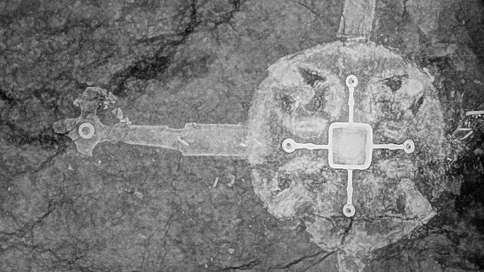 X-ray of a cross found in Northamptonshire