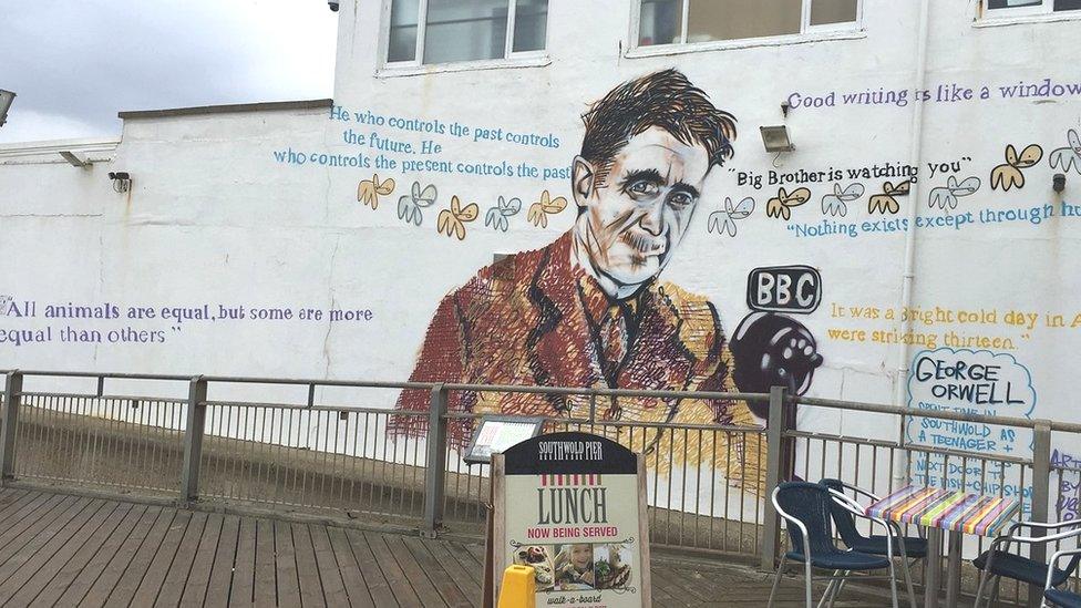 George Orwell mural in Southwold