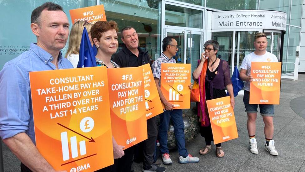 Picket line outside University College Hospital