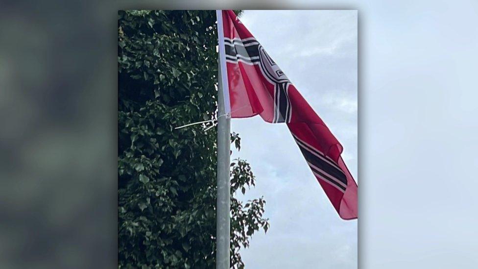 flag flying outside the mosque