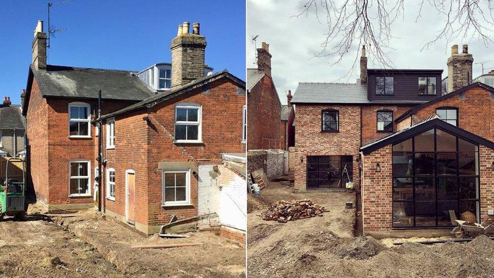 Photos of the Victorian house before and after its extension