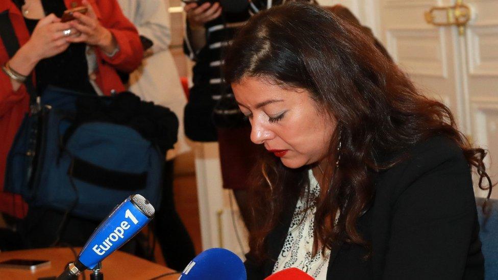 French journalist Sandra Muller attends a press conference in Paris, 25 September 2019