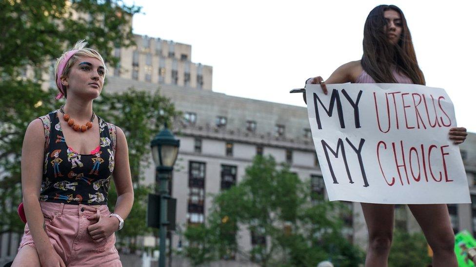 Abortion rights campaigners in New York City, 21 May