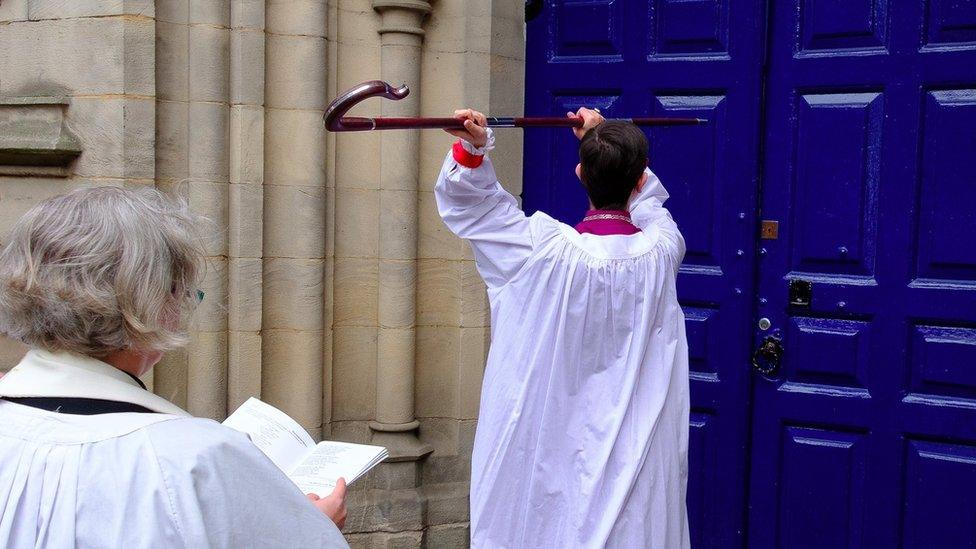 The Right Reverend Libby Lane banged on the door three times with her crozier