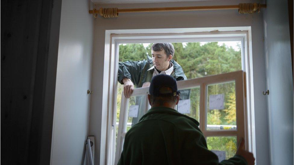 A window is installed in a house