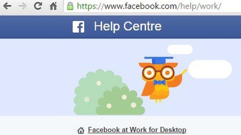 Screengrab of Facebook at Work page