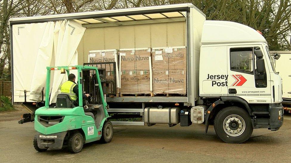 truck being loaded with equipment