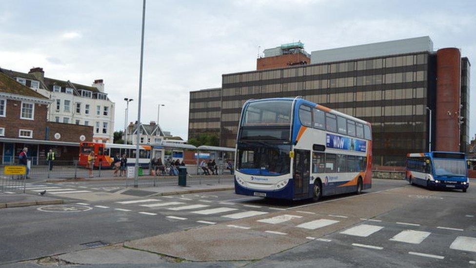 Stagecoach buses at the station in Folkestone