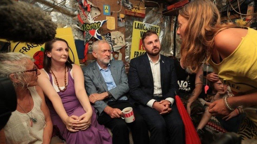 Jeremy Corbyn speaks to anti-fracking protesters