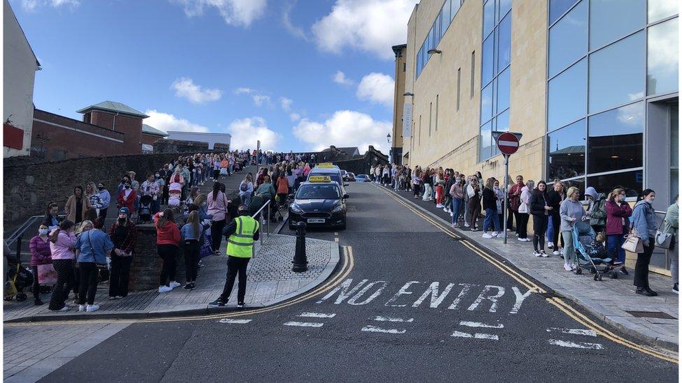 Queues of shoppers in Londonderry