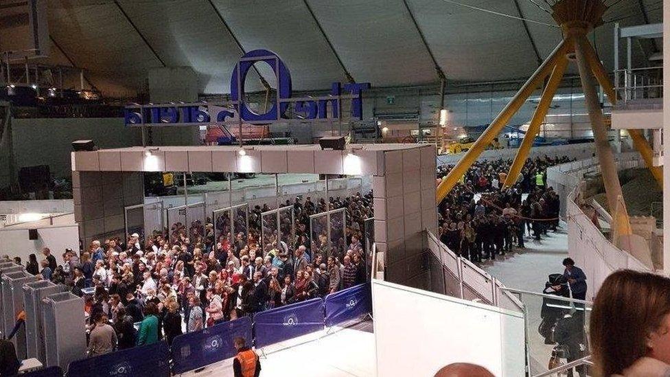 Fans queue at the O2