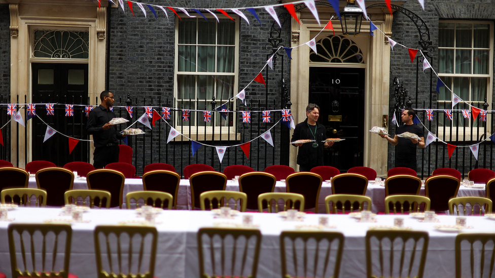 Staff prepare for The Big Lunch event on Downing Street