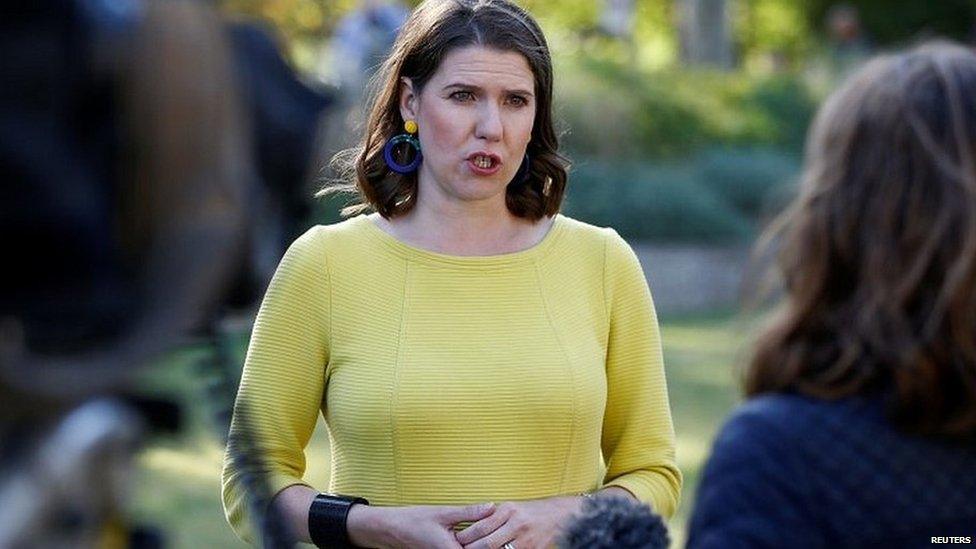 Jo Swinson speaking to reporters