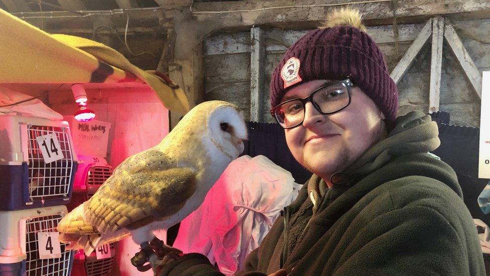 Harry Wicks with Willow the owl