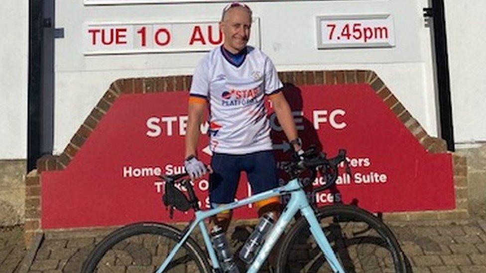 Mark Crowther with his bike in Stevenage