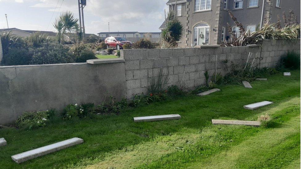 2. Concrete blocks ripped from wall by wind in kilkeel