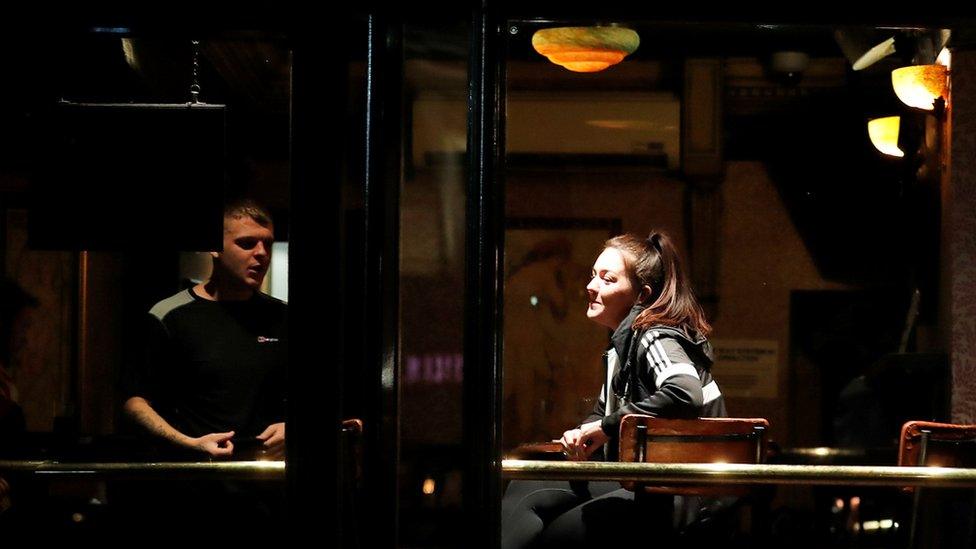 People sitting in a bar in Newcastle on 29 September