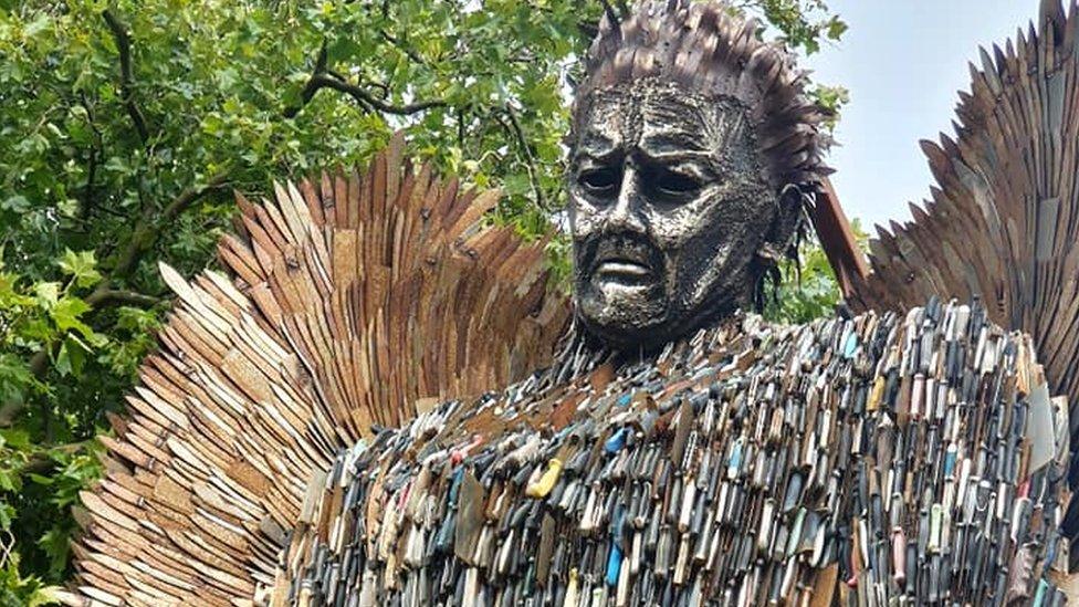 Knife Angel in Chesterfield, Derbyshire