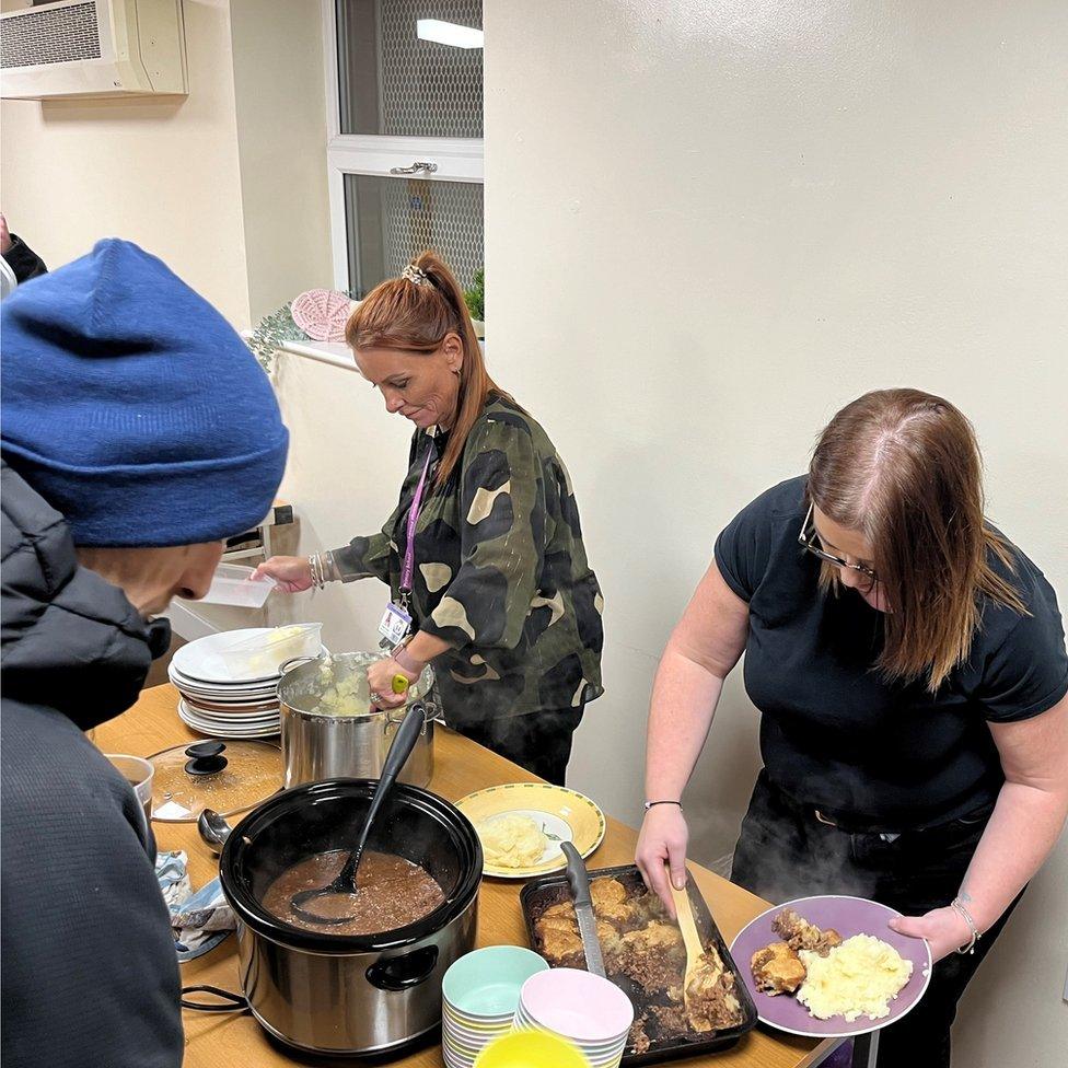 Dishing up dinner at Dyke House Community Resource Centre