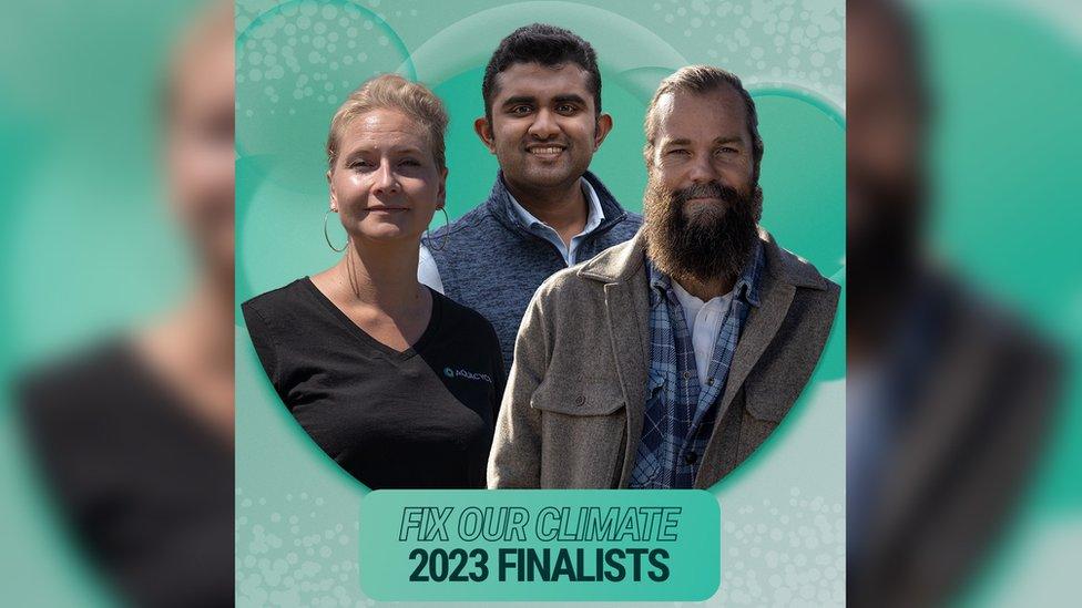 Left to right: Orianna Bretschger (Aquacycl), Aadith Moorthy (Boomitra), Sam Elsom (Sea Forest)