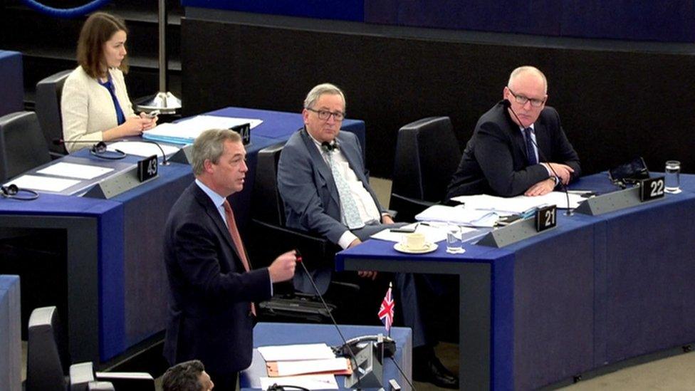 Nigel Farage speaking in the European Parliament