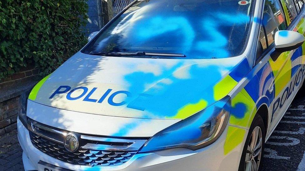 Vandalised police car