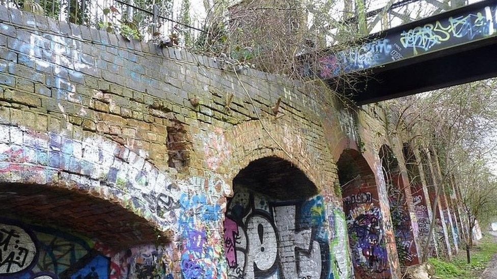 Graffiti on railway bridge