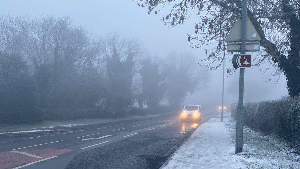 A foggy road in Dromore, County Down