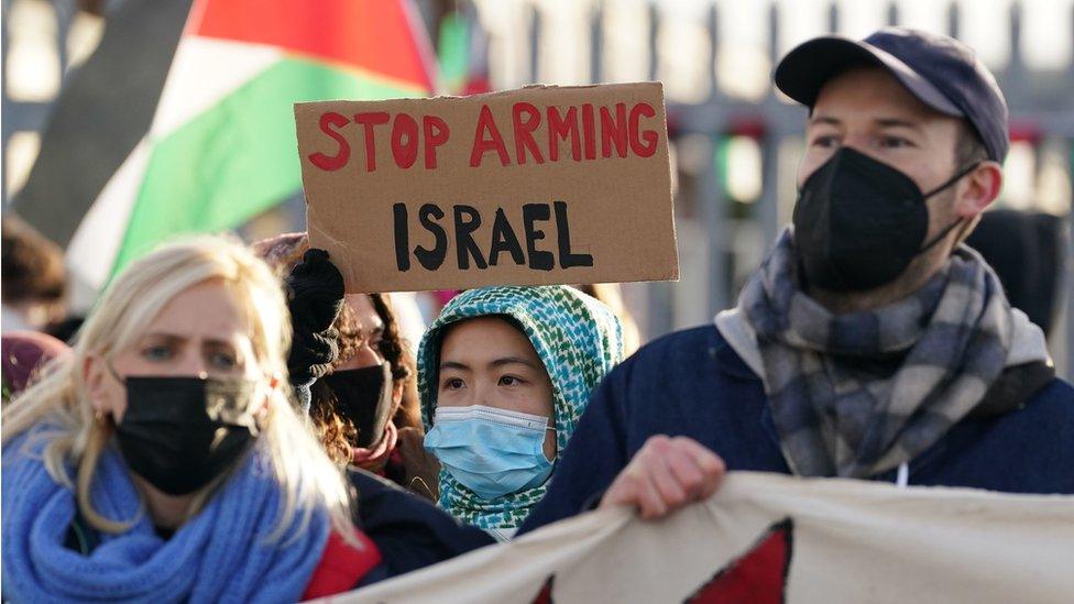 Demonstrators outside weapons factory in Kent