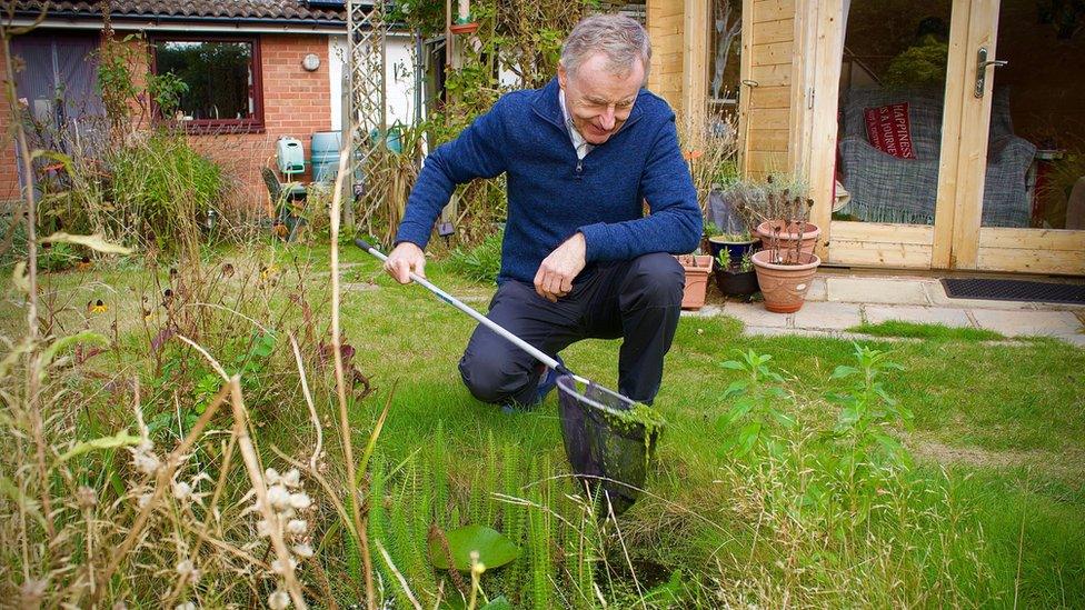 Dave Green and his garden pond