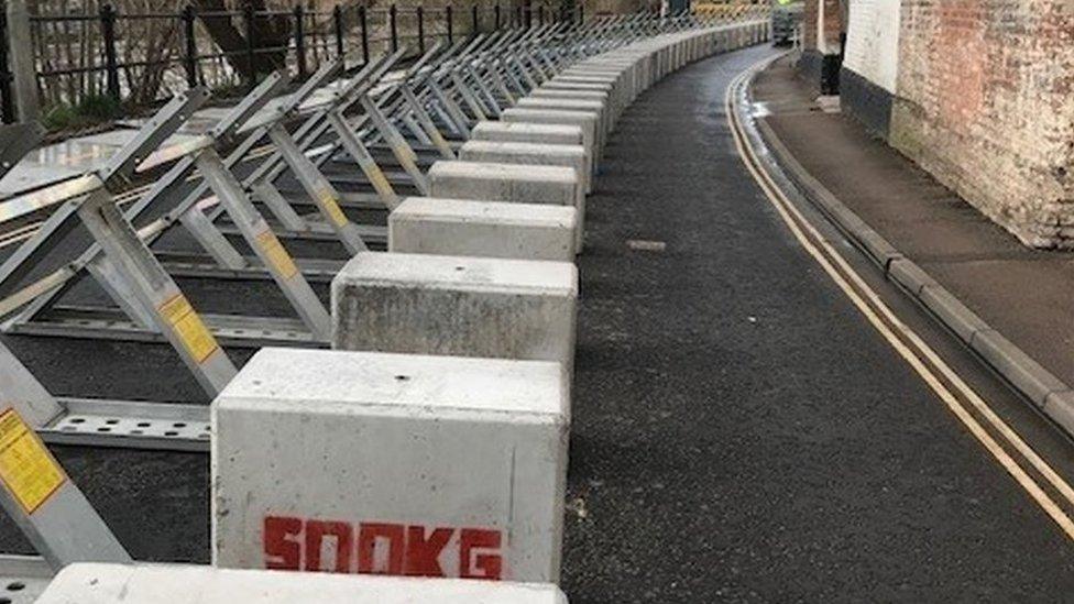 Flood barriers in Bewdley