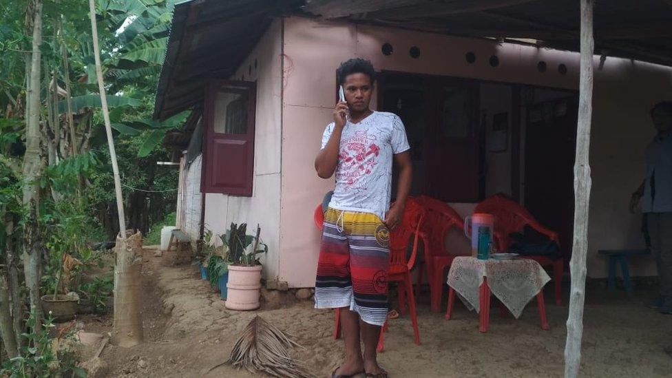 Aldi Novel Adilang at his parent’s house in Indonesia’s North Sulawesi Province.