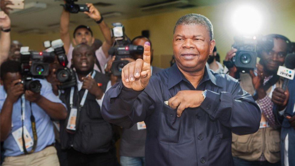 João Lourenço, the MPLA party candidate, casts his ballot in the general elections at a polling station in Luanda, Angola, 23 August 2017