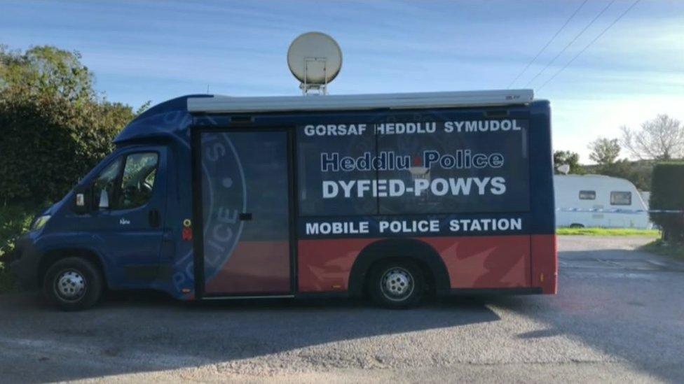 A Dyfed-Powys Police mobile station vehicle in Pendine.