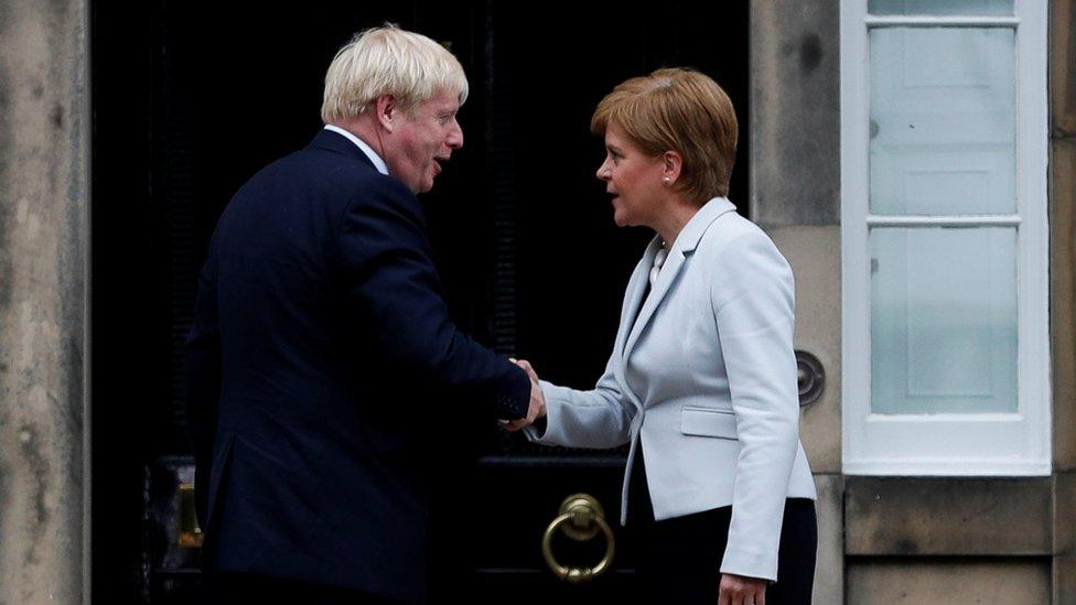 Boris Johnson meets Nicola Sturgeon in 2019