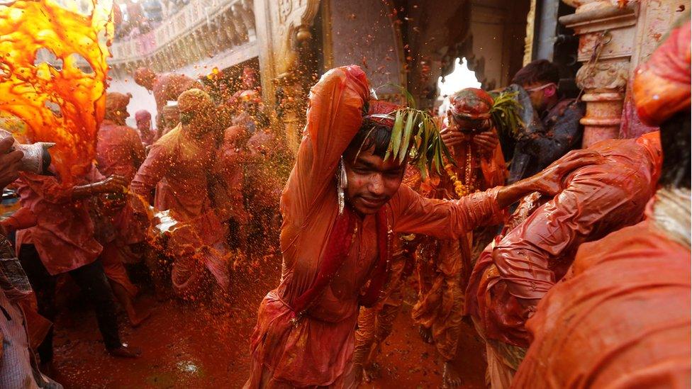 People in Uttar Pradesh celebrate the festival of colours