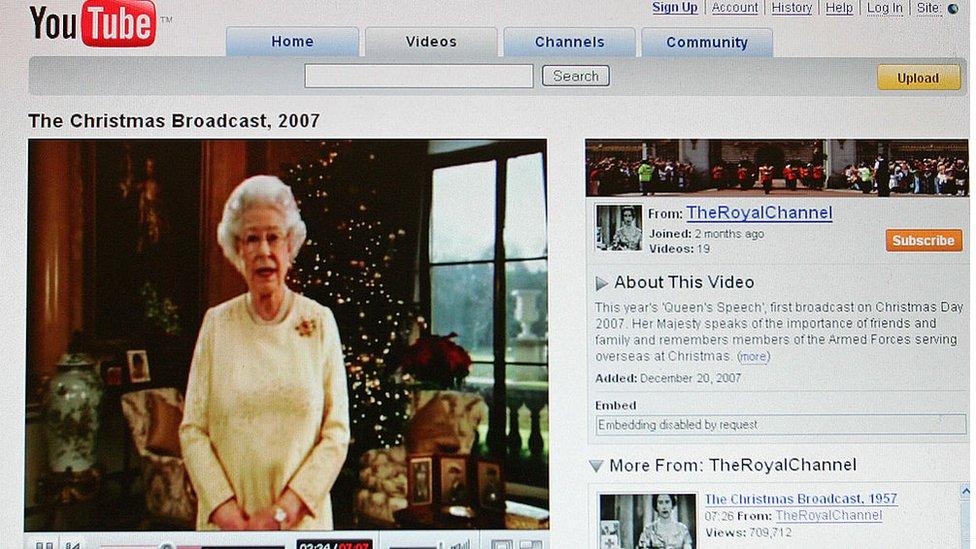 Screengrab of the The Queen's youtube channel