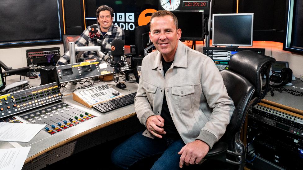 Vernon Kay and Scott Mills in the Radio 2 studios