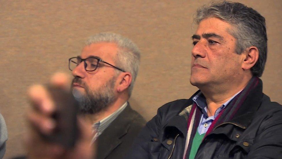 Antoun and Badri watch a Fighters for Peace drama performance