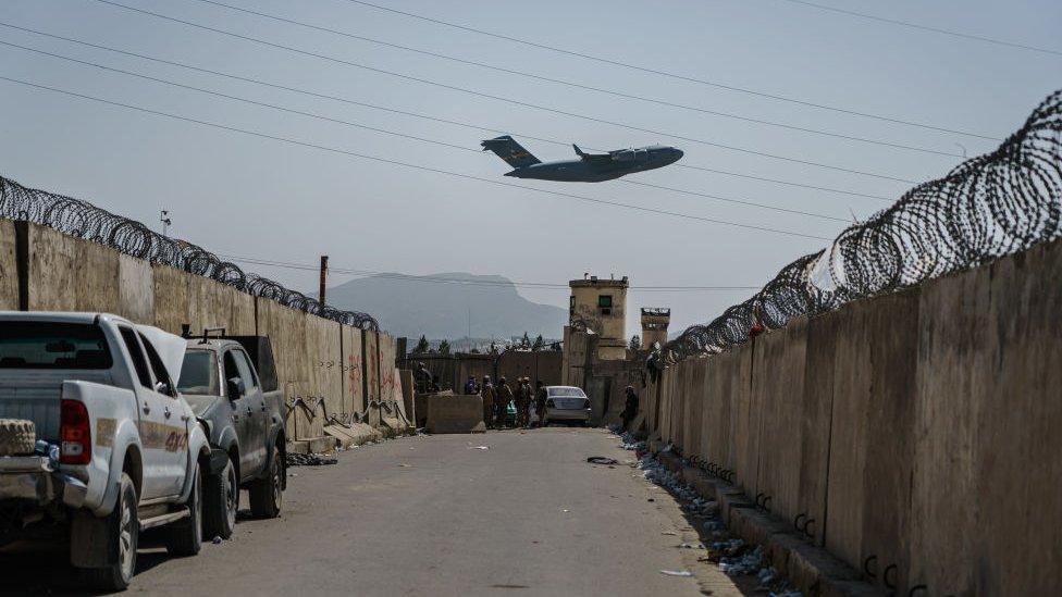 A US plane departing Afghanistan