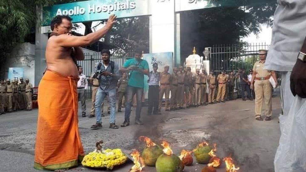 Prayers outside Apollo Hospital