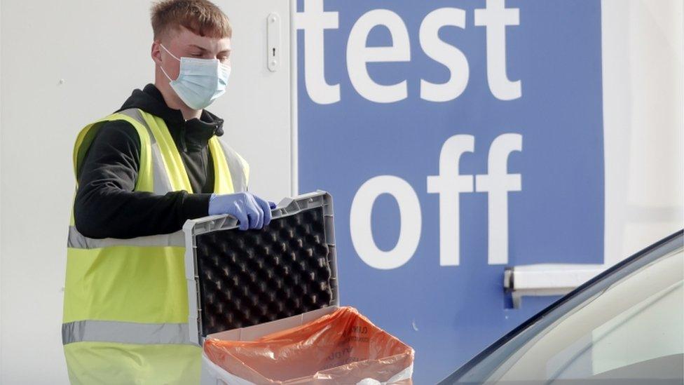 A worker at the testing centre