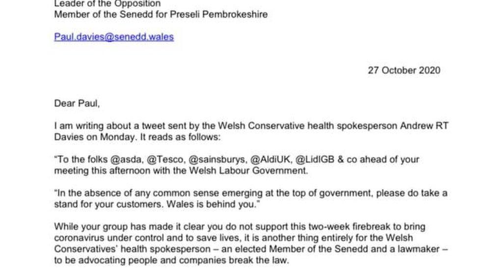 Welsh Government letter