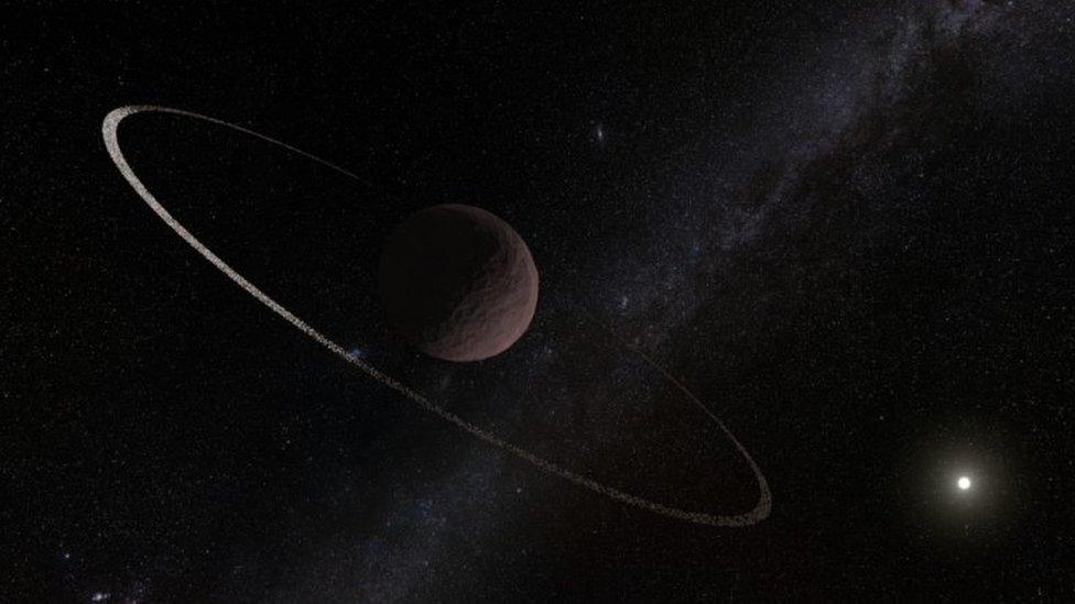 Artist's impression of Quaoar and its ring