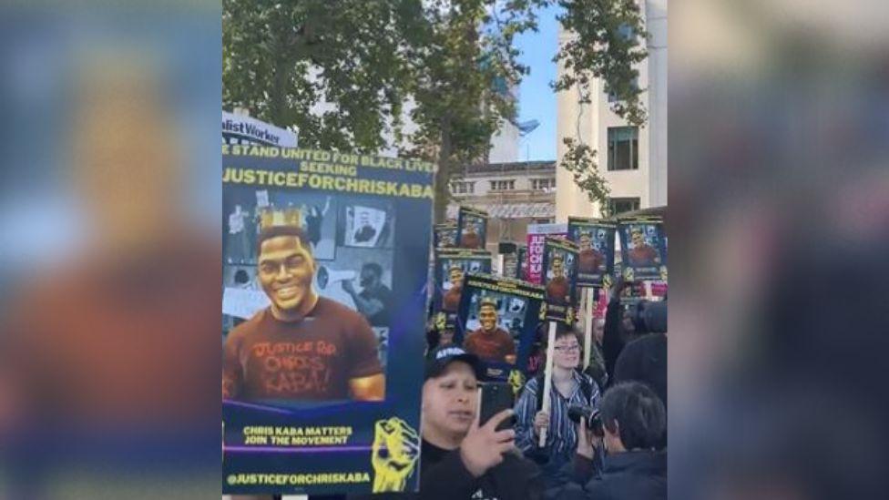 Protesters at New Scotland Yard