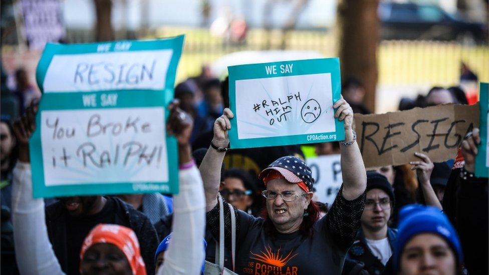 Protesters against Northam